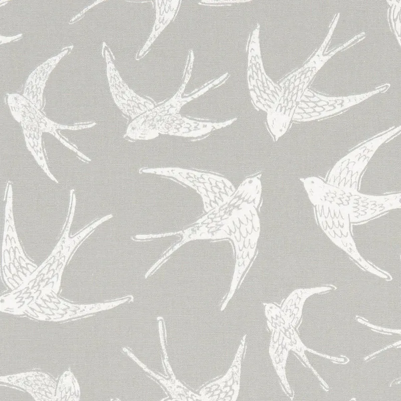 Baumwollstoff Schwalbenschwarm - grau