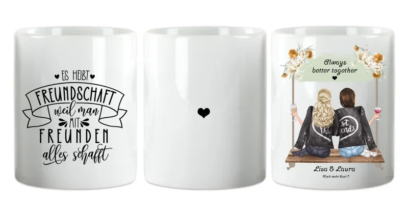 Geschenk 2 beste Freundin auf der Schaukel personalisierte Tasse mit Spruch, Geburtstagsgeschenk