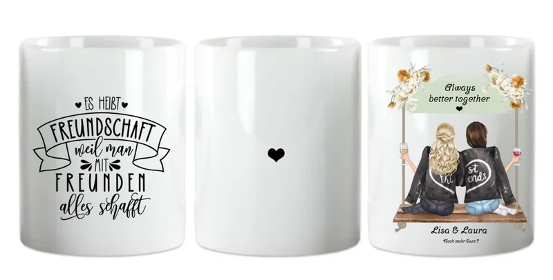 Geschenk 2 beste Freundin auf der Schaukel personalisierte Tasse mit Spruch, Geburtstagsgeschenk