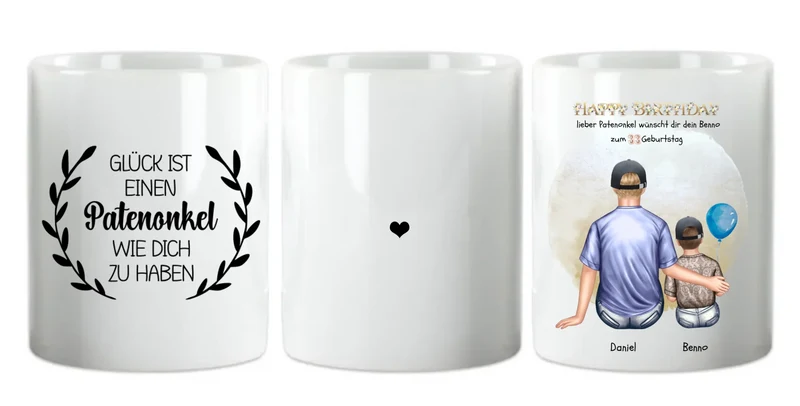 Geburtstagsgeschenk an Patenonkel von Patenkind Mädchen / Junge Tasse mit Spruch pesonalisiert