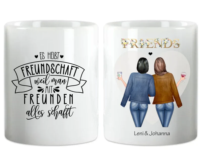 Personalisierte Tasse für Beste Freundin (2 Freundinnen) BEST FRIENDS - Geburtstagsgeschenk