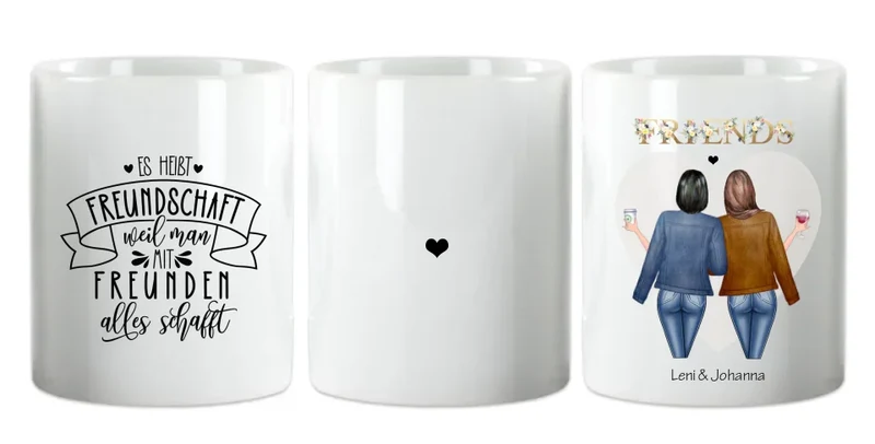 Personalisierte Tasse für Beste Freundin (2 Freundinnen) BEST FRIENDS - Geburtstagsgeschenk