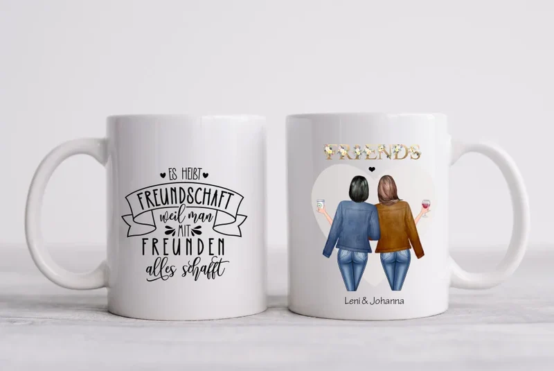 Personalisierte Tasse für Beste Freundin (2 Freundinnen) BEST FRIENDS - Geburtstagsgeschenk