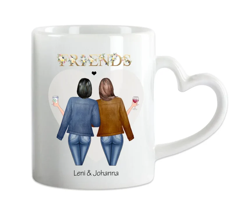 Personalisierte Tasse für Beste Freundin (2 Freundinnen) BEST FRIENDS - Geburtstagsgeschenk