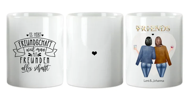 Personalisierte Tasse für Beste Freundin (2 Freundinnen) BEST FRIENDS - Geburtstagsgeschenk