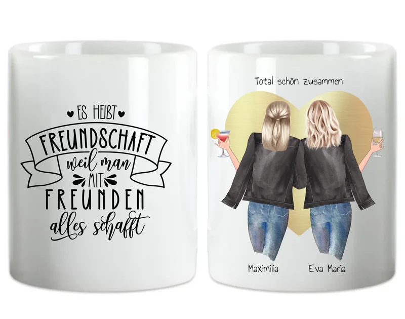 2 Beste Freundin Geschenk personalisierte Tasse mit Spruch / Freundinnen Geburtstagsgeschenk