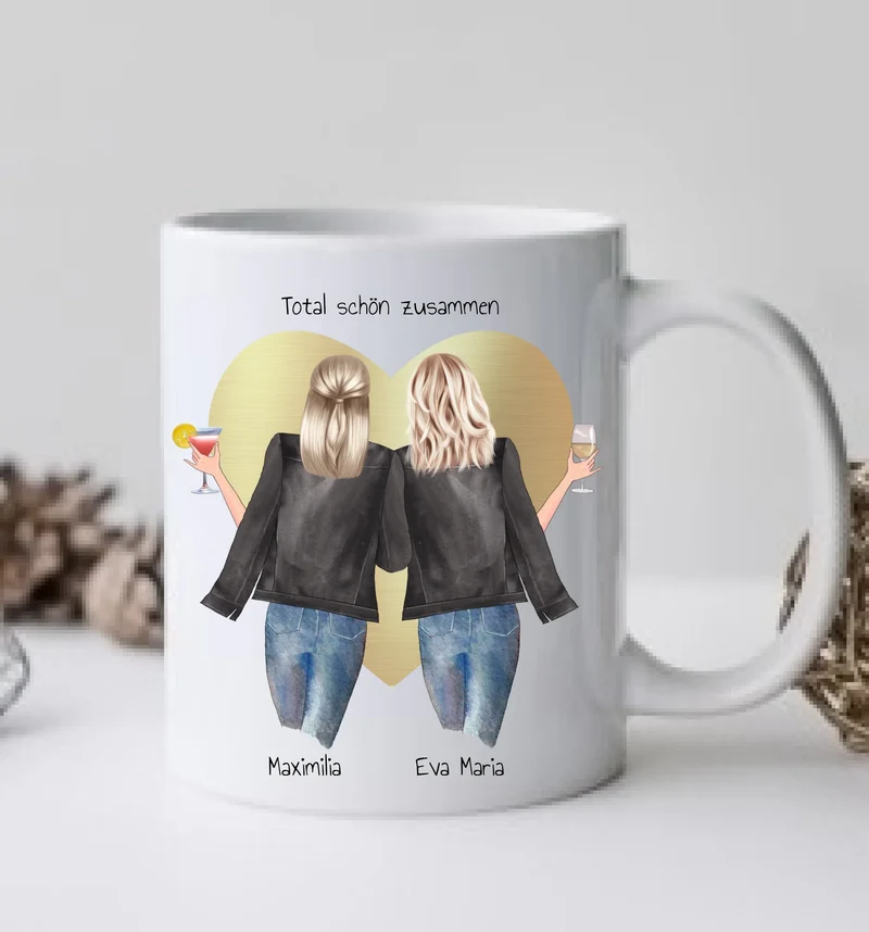 2 Beste Freundin Geschenk personalisierte Tasse mit Spruch / Freundinnen Geburtstagsgeschenk