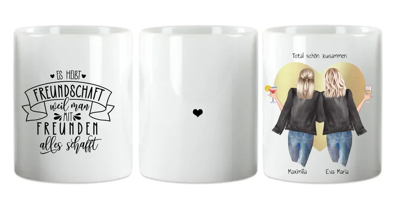 2 Beste Freundin Geschenk personalisierte Tasse mit Spruch / Freundinnen Geburtstagsgeschenk
