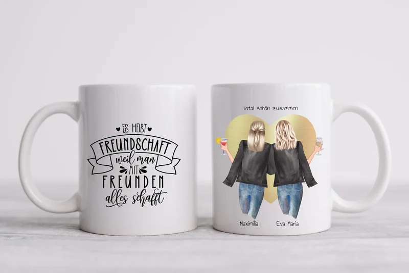 2 Beste Freundin Geschenk personalisierte Tasse mit Spruch / Freundinnen Geburtstagsgeschenk
