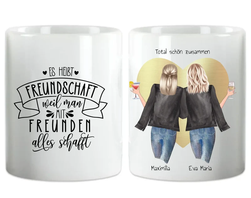 2 Beste Freundin Geschenk personalisierte Tasse mit Spruch / Freundinnen Geburtstagsgeschenk