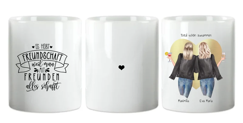 2 Beste Freundin Geschenk personalisierte Tasse mit Spruch / Freundinnen Geburtstagsgeschenk