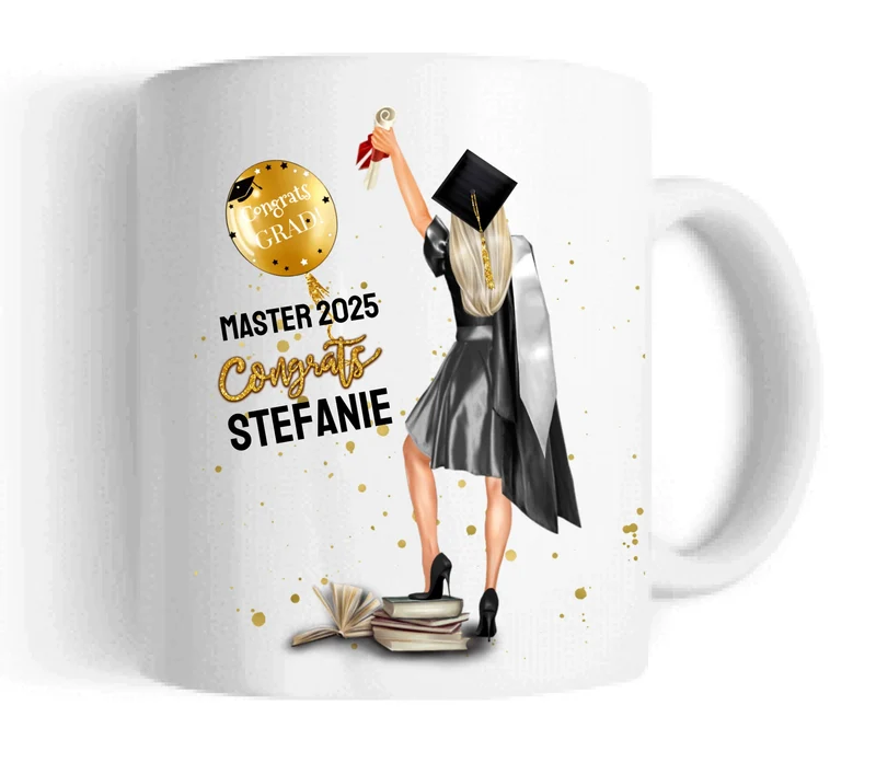 Geschenk Schulabschluß Personalisierte Tasse, Abschlußgeschenk Bachelor, Master, Doktor, Abitur, Abi