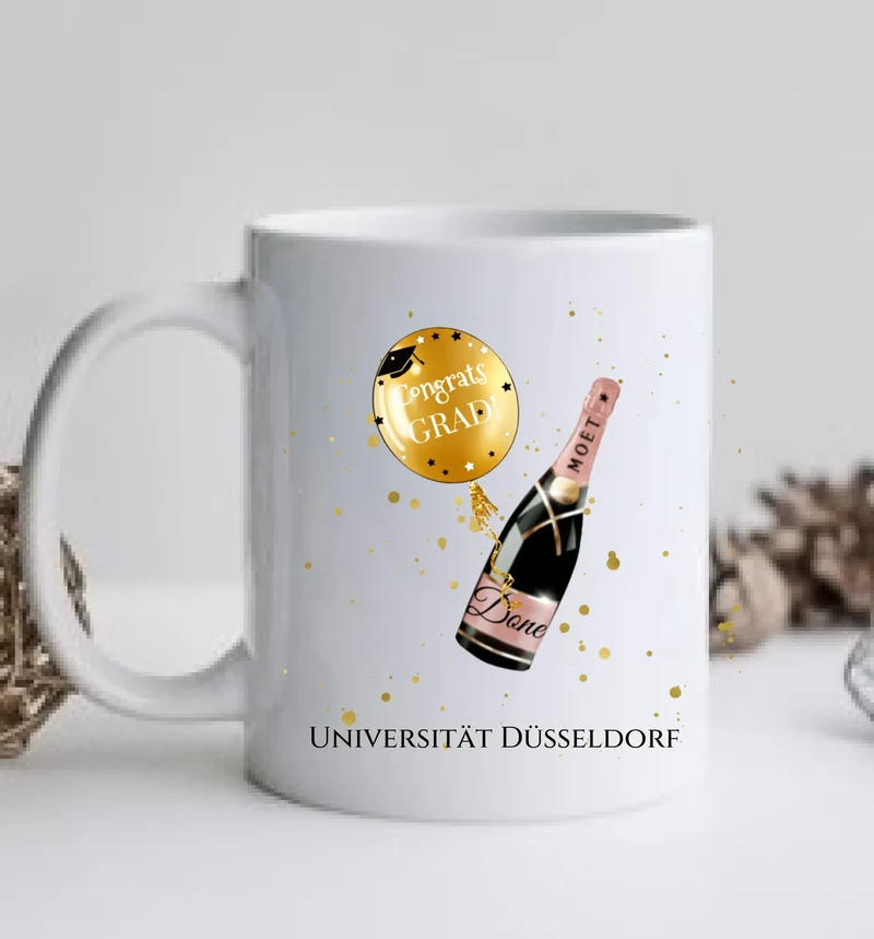 Geschenk Schulabschluß Personalisierte Tasse, Abschlußgeschenk Bachelor, Master, Doktor, Abitur, Abi
