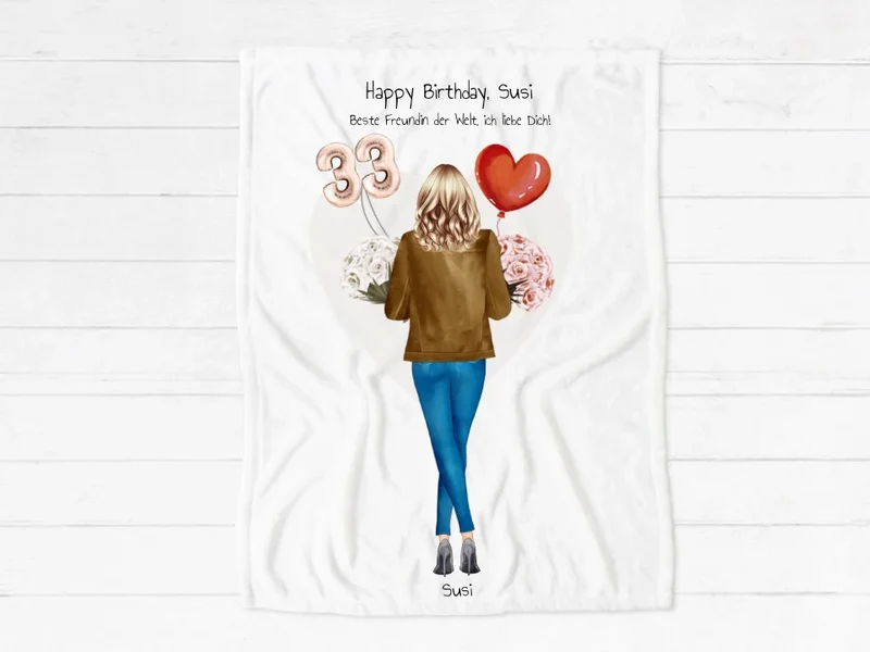 30 Geburtstag Geschenk Tochter, Mama, Freundin - Premium Decke personalisiert | Geburtstagsgeschenk & Weihnachtsgeschenk
