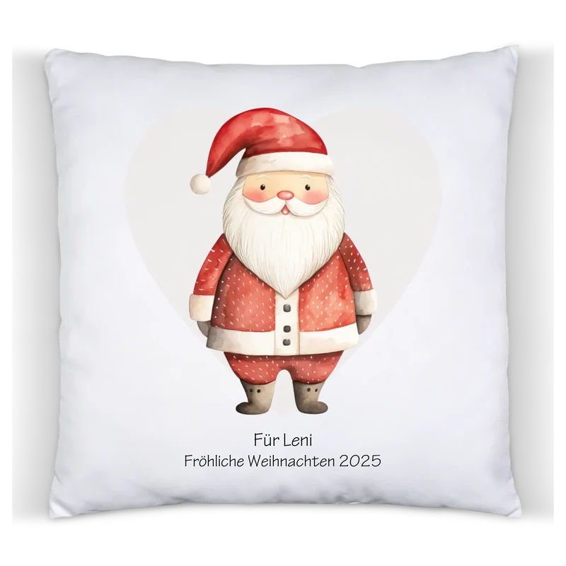 Geschenk Nikolaus, Weihnachtsgeschenk Kissen personalisiert für Mädchen & Jungen - Weihnachtsmann mit Name, Text