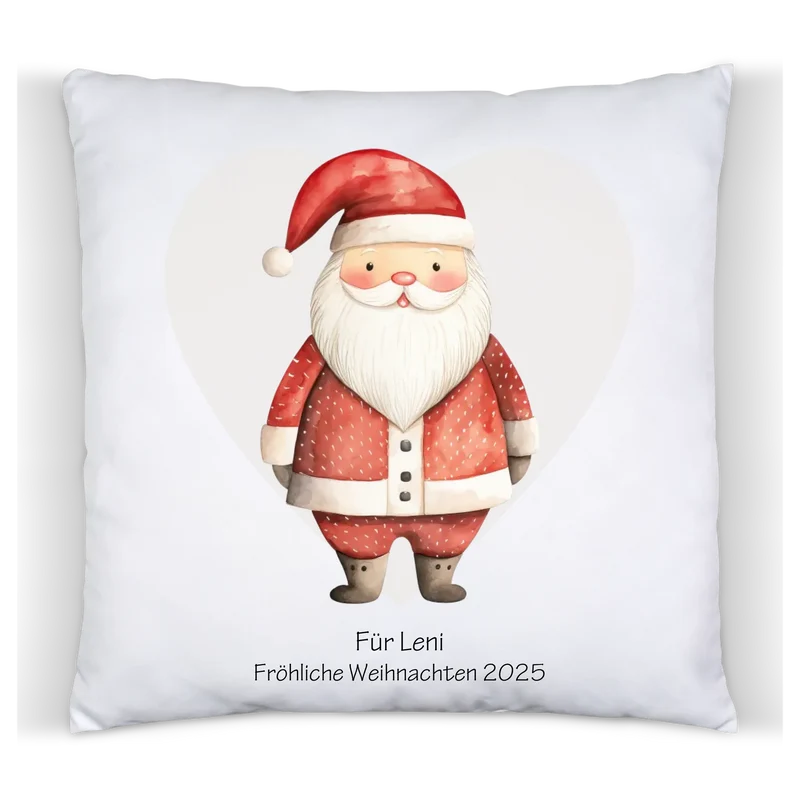 Geschenk Nikolaus, Weihnachtsgeschenk Kissen personalisiert für Mädchen & Jungen - Weihnachtsmann mit Name, Text