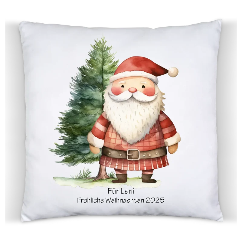 Nikolausgeschenk, Weihnachtsgeschenk Kissen personalisiert für Mädchen & Jungen - Weihnachtsmann mit Name, Text