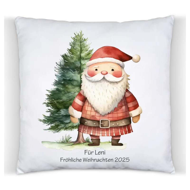 Nikolausgeschenk, Weihnachtsgeschenk Kissen personalisiert für Mädchen & Jungen - Weihnachtsmann mit Name, Text