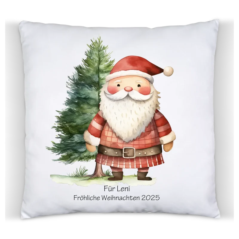 Nikolausgeschenk, Weihnachtsgeschenk Kissen personalisiert für Mädchen & Jungen - Weihnachtsmann mit Name, Text
