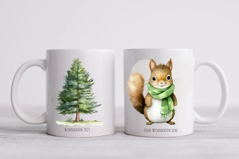 Geschenk Nikolaus, Weihnachten personalisiert - Kindertasse, Kinderbecher, Kinderteller - Nikolaustasse, Weihnachtstasse - mit Name