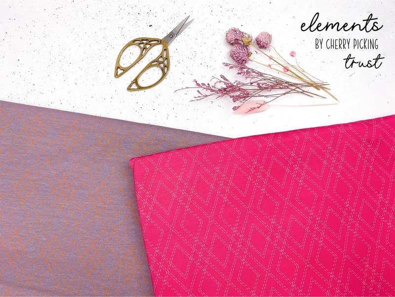 Reststück 60cm - Baumwolljersey Trust Rauten und Linien mauve-orange by Cherry Picking