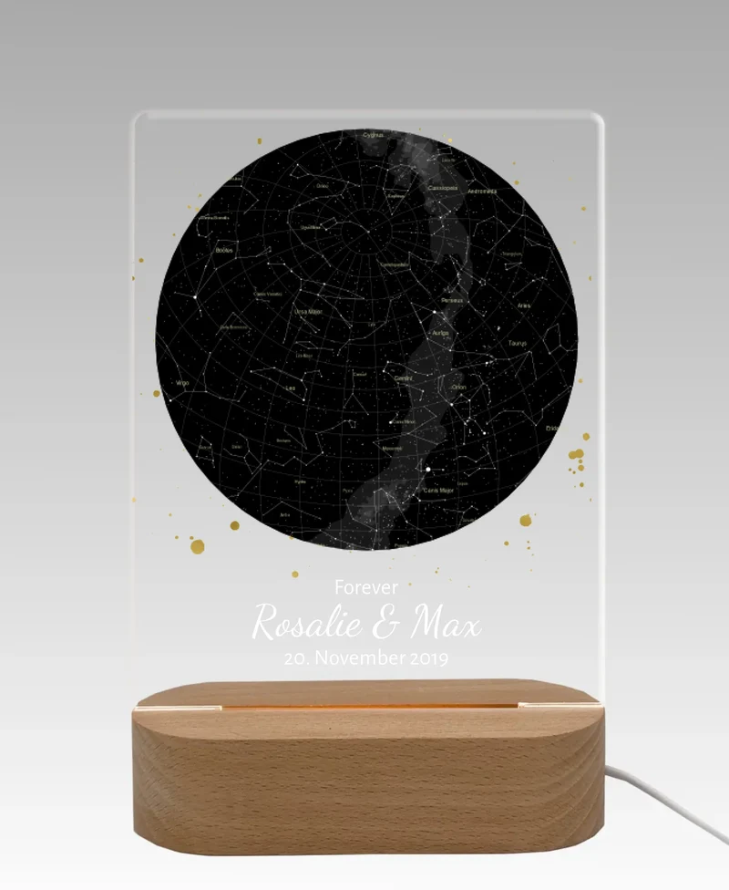 Personalisiertes Acryl LED Licht "Wo alles begann" Sternenhimmer Deko Hochzeitsgeschenk | Deko Nachtlicht