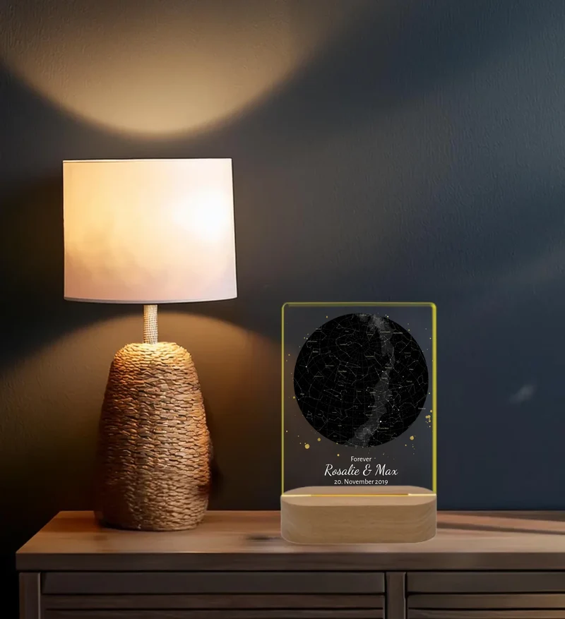 Personalisiertes Acryl LED Licht "Wo alles begann" Sternenhimmer Deko Hochzeitsgeschenk | Deko Nachtlicht