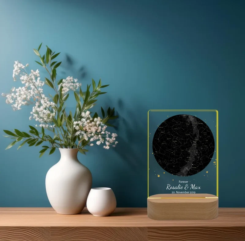 Personalisiertes Acryl LED Licht "Wo alles begann" Sternenhimmer Deko Hochzeitsgeschenk | Deko Nachtlicht