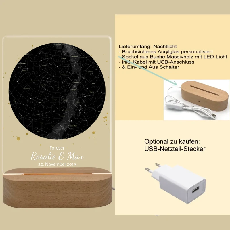 Personalisiertes Acryl LED Licht "Wo alles begann" Sternenhimmer Deko Hochzeitsgeschenk | Deko Nachtlicht