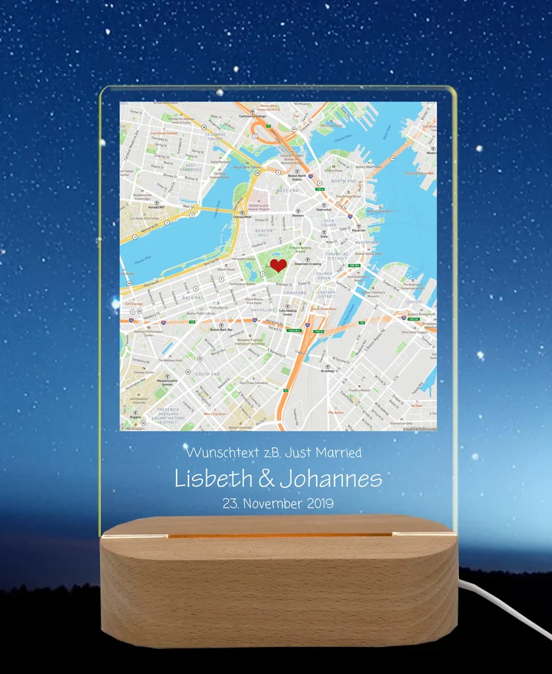 Personalisiertes LED Licht ''Wo alles begann'' | Valentinstag Geschenk | Hochzeitsgeschenk | Jahrestag | Nachtlicht Deko