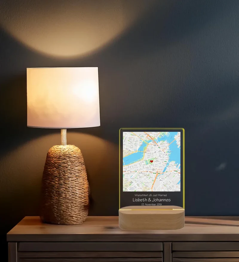 Personalisiertes LED Licht ''Wo alles begann'' | Valentinstag Geschenk | Hochzeitsgeschenk | Jahrestag | Nachtlicht Deko