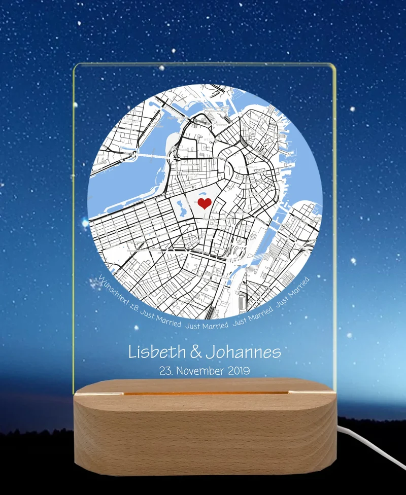Personalisiertes Acryl LED Licht ''Wo alles begann'' | Nachtlicht | Valentinstag Geschenk | Hochzeitsgeschenk | Deko