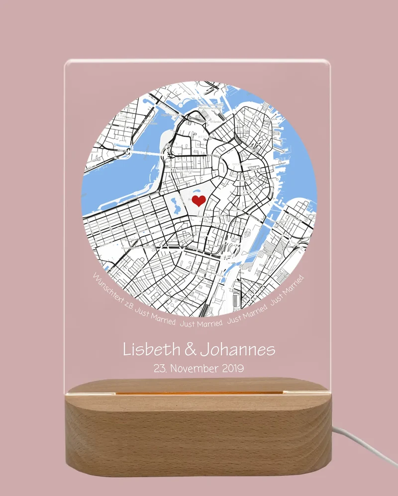 Personalisiertes Acryl LED Licht ''Wo alles begann'' | Nachtlicht | Valentinstag Geschenk | Hochzeitsgeschenk | Deko