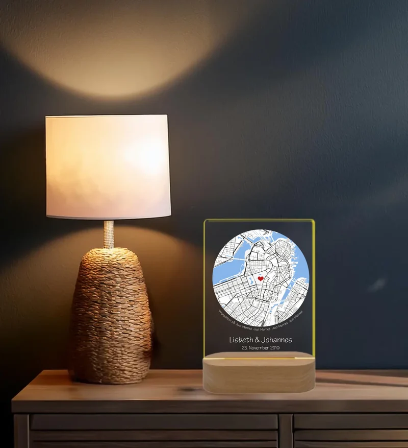 Personalisiertes Acryl LED Licht ''Wo alles begann'' | Nachtlicht | Valentinstag Geschenk | Hochzeitsgeschenk | Deko