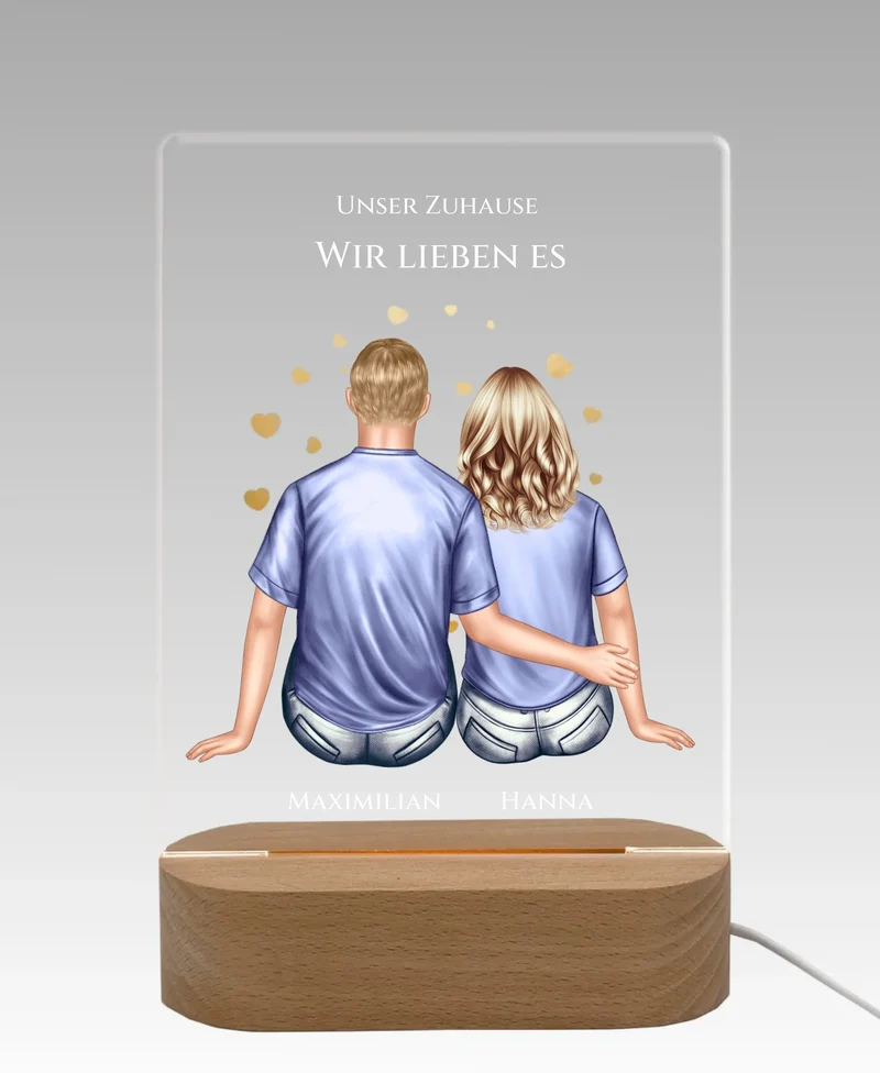 Personalisiertes Acryl Deko Licht Geschenk für Paar | Deko Geschenk für Zuhause