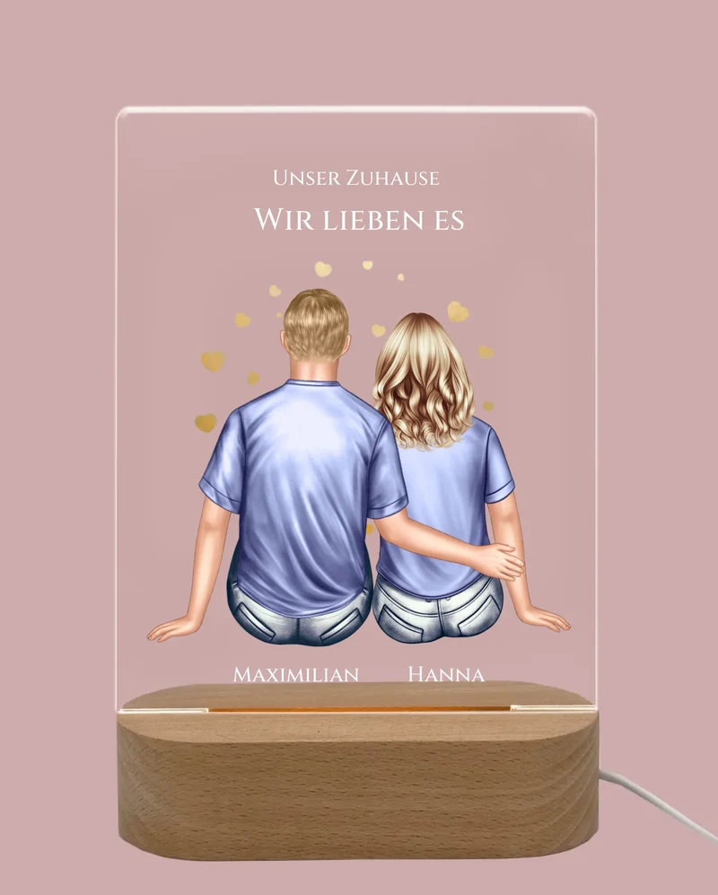 Personalisiertes Acryl Deko Licht Geschenk für Paar | Deko Geschenk für Zuhause