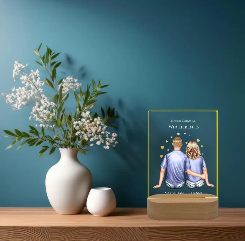 Personalisiertes Acryl Deko Licht Geschenk für Paar | Deko Geschenk für Zuhause