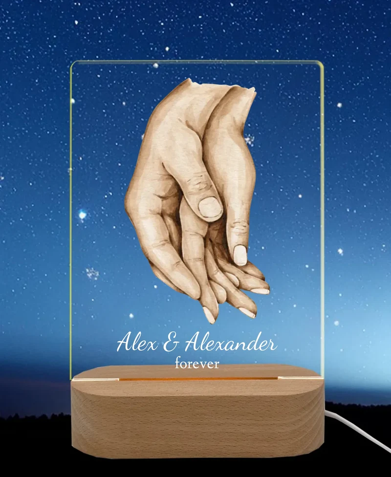 Personalisiertes Acryl LED-Licht Hände | Nachtlicht Geschenk Valentinstag- Hochzeitstag - Hochzeitsgeschenk