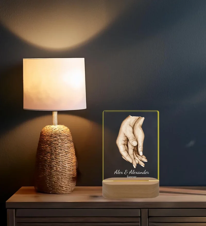 Personalisiertes Acryl LED-Licht Hände | Nachtlicht Geschenk Valentinstag- Hochzeitstag - Hochzeitsgeschenk
