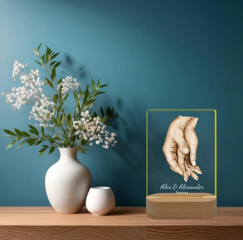 Personalisiertes Acryl LED-Licht Hände | Nachtlicht Geschenk Valentinstag- Hochzeitstag - Hochzeitsgeschenk