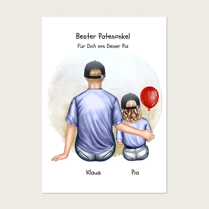 Personalisiertes Poster Patenonkel & Patenkind – Geschenk für Paten | Mädchen oder Junge | Geburtstag & Weihnachtsgeschenk