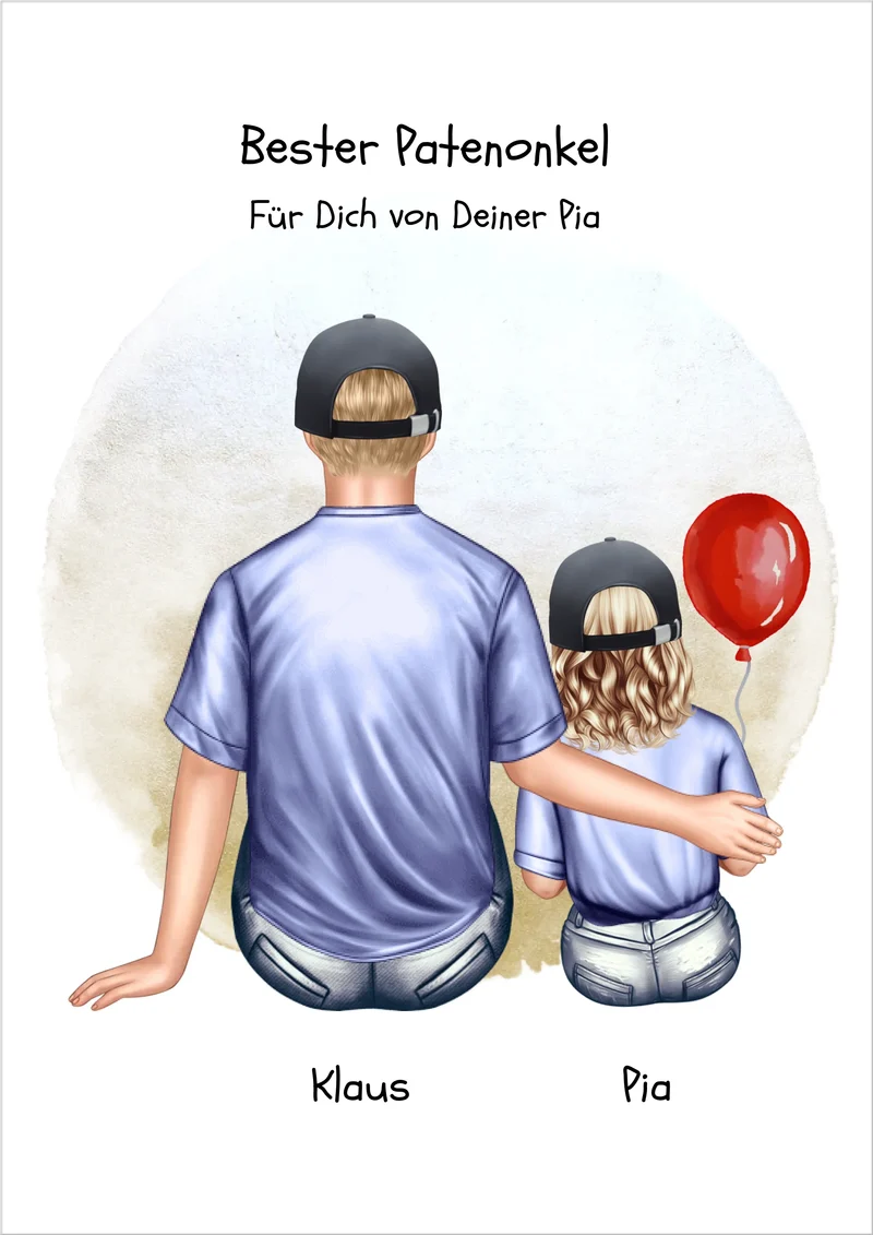 Personalisiertes Poster Patenonkel & Patenkind – Geschenk für Paten | Mädchen oder Junge | Geburtstag & Weihnachtsgeschenk