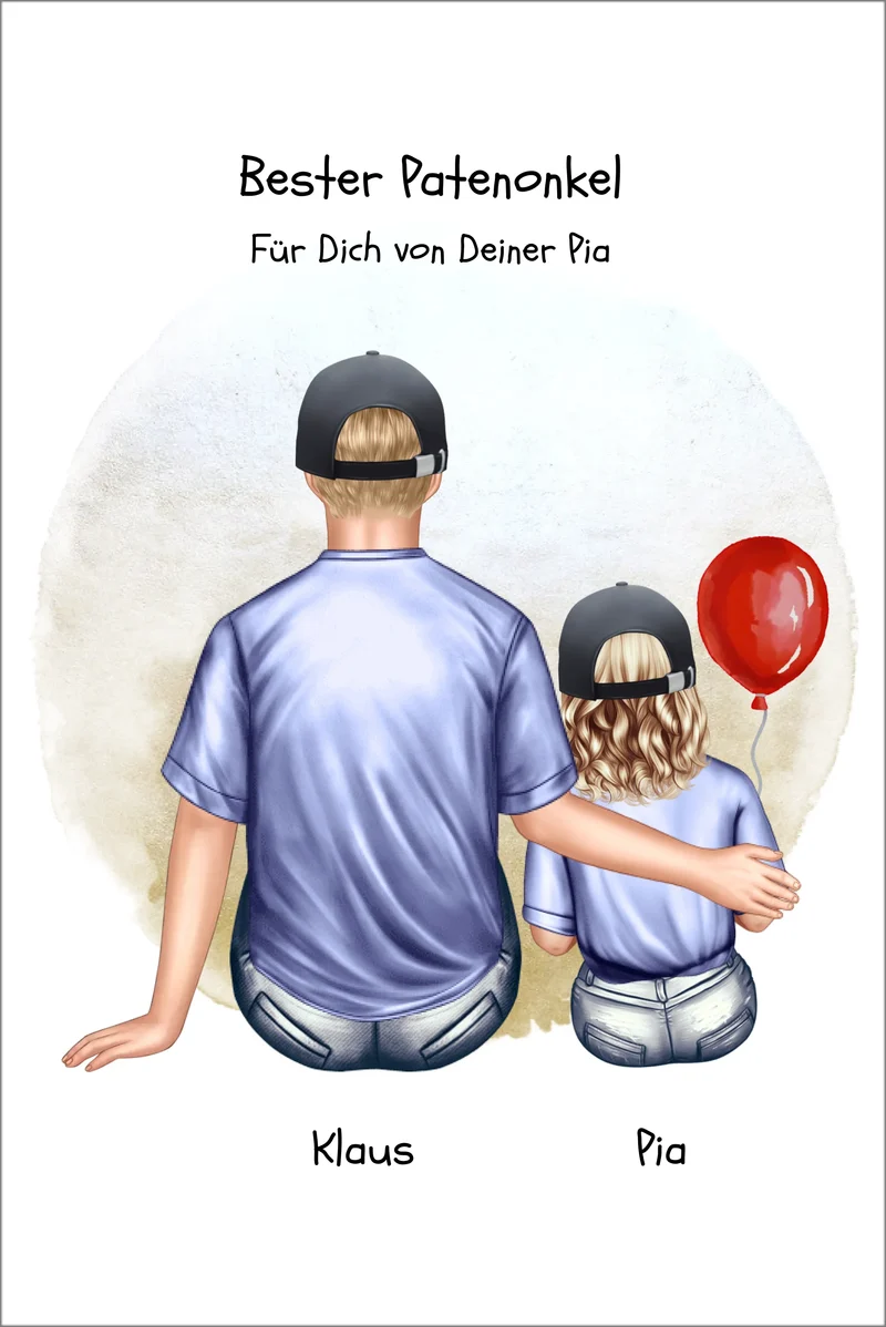 Personalisiertes Poster Patenonkel & Patenkind – Geschenk für Paten | Mädchen oder Junge | Geburtstag & Weihnachtsgeschenk