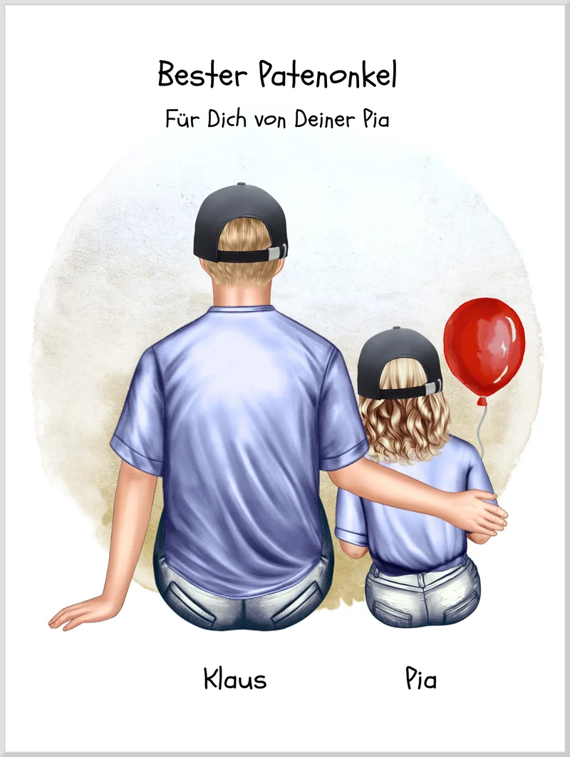 Personalisiertes Poster Patenonkel & Patenkind – Geschenk für Paten | Mädchen oder Junge | Geburtstag & Weihnachtsgeschenk