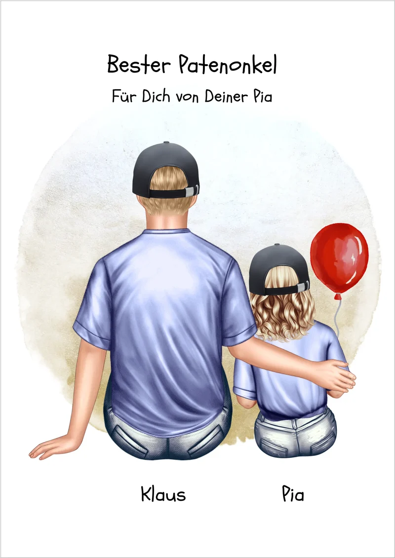 Personalisiertes Poster Patenonkel & Patenkind – Geschenk für Paten | Mädchen oder Junge | Geburtstag & Weihnachtsgeschenk