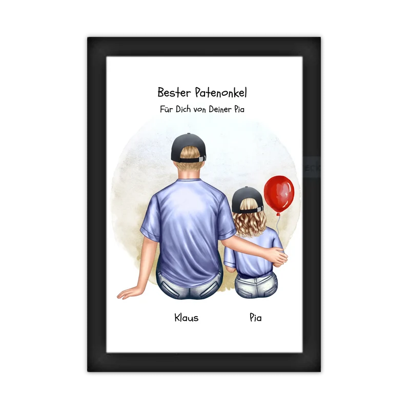 Personalisiertes Poster Patenonkel & Patenkind – Geschenk für Paten | Mädchen oder Junge | Geburtstag & Weihnachtsgeschenk