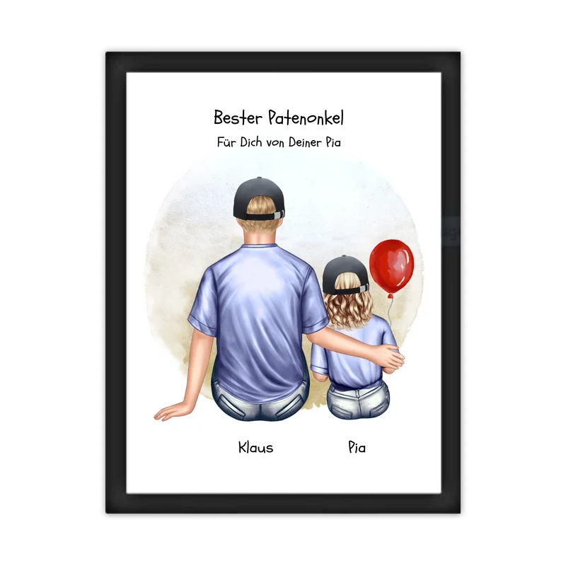 Personalisiertes Poster Patenonkel & Patenkind – Geschenk für Paten | Mädchen oder Junge | Geburtstag & Weihnachtsgeschenk