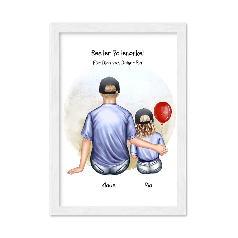 Personalisiertes Poster Patenonkel & Patenkind – Geschenk für Paten | Mädchen oder Junge | Geburtstag & Weihnachtsgeschenk
