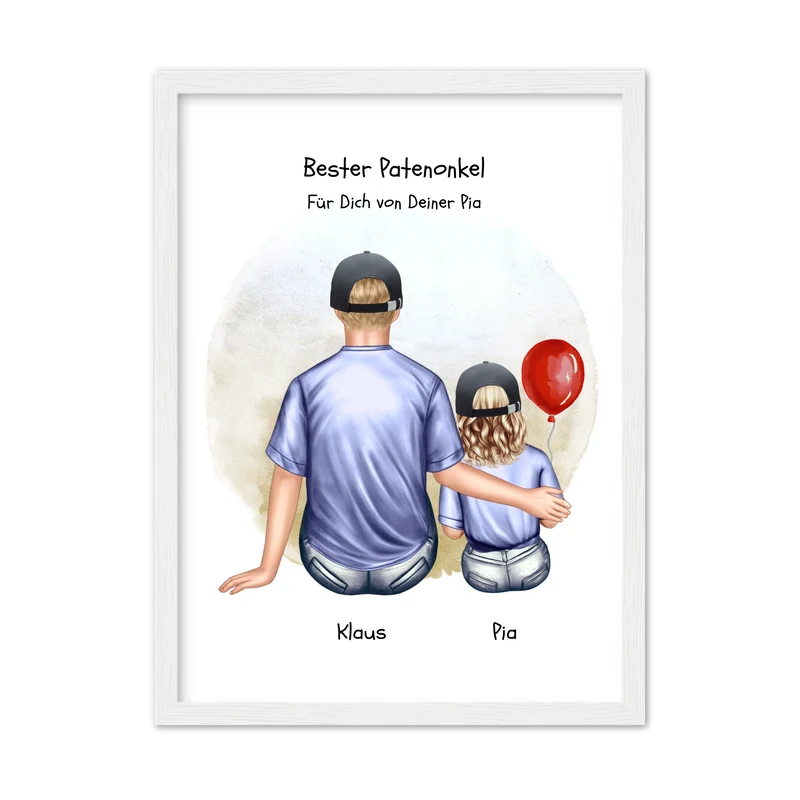 Personalisiertes Poster Patenonkel & Patenkind – Geschenk für Paten | Mädchen oder Junge | Geburtstag & Weihnachtsgeschenk