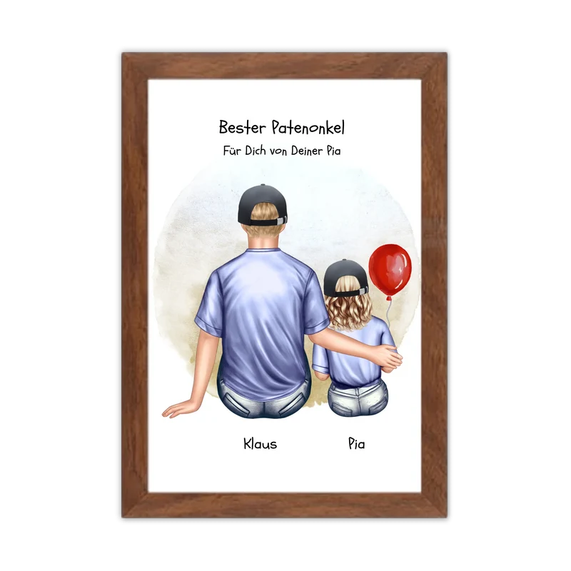 Personalisiertes Poster Patenonkel & Patenkind – Geschenk für Paten | Mädchen oder Junge | Geburtstag & Weihnachtsgeschenk